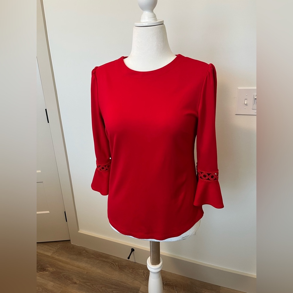 The Limited Red Blouse with Bell Sleeves